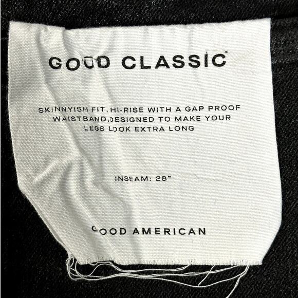 Good American 'Good Classic" Coated Skinnyish Fit Hi-Rise Black Women Size 14/32 - Picture 3 of 13